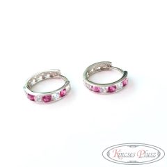 Arany fülbevaló fehér arany köves átmérő 1,2cm