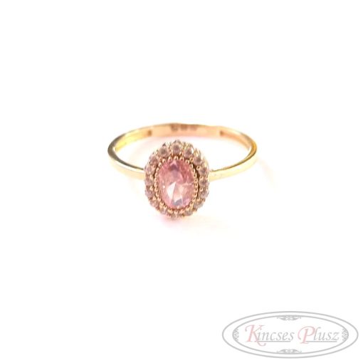 Arany gyűrű  53' rózsaszin-fehér köves