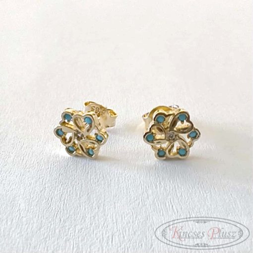 Arany fülbevaló stiftes virág