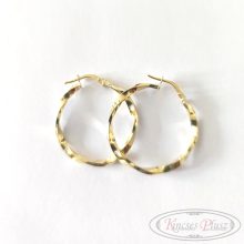 Arany fülbevaló karika csavart 3cm átmérő