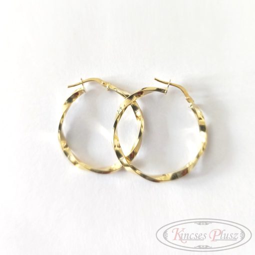 Arany fülbevaló karika csavart 3cm átmérő